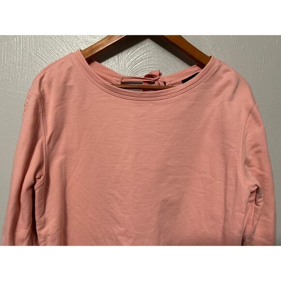 Sanctuary Pink Oversized Long Sleeve Crew Neck Back Bow Raw Edge Sweatshirt XS - Picture 2 of 12